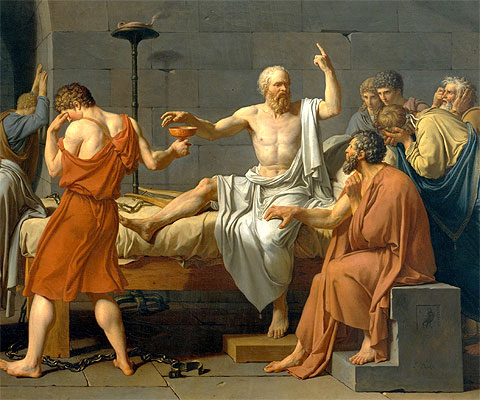 Sócrates toma la cicuta (detalle de un óleo de David)